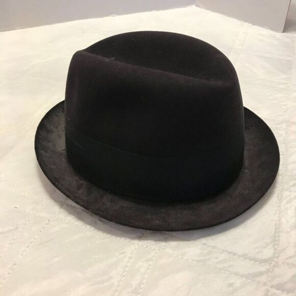 Men's VTG Dark Gray Keens British Bowler Derby Hat‎ Sz 7 1/8